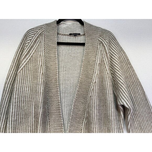 Elisabetta Collection Womens Cardigan Sweater 2X Beige Striped Made In Italy - Picture 5 of 13